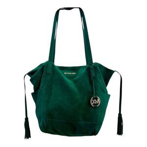 Michael Kors Ashbury Large Suede Grab Bag - Emerald, Gold Accents, Dust Bag
